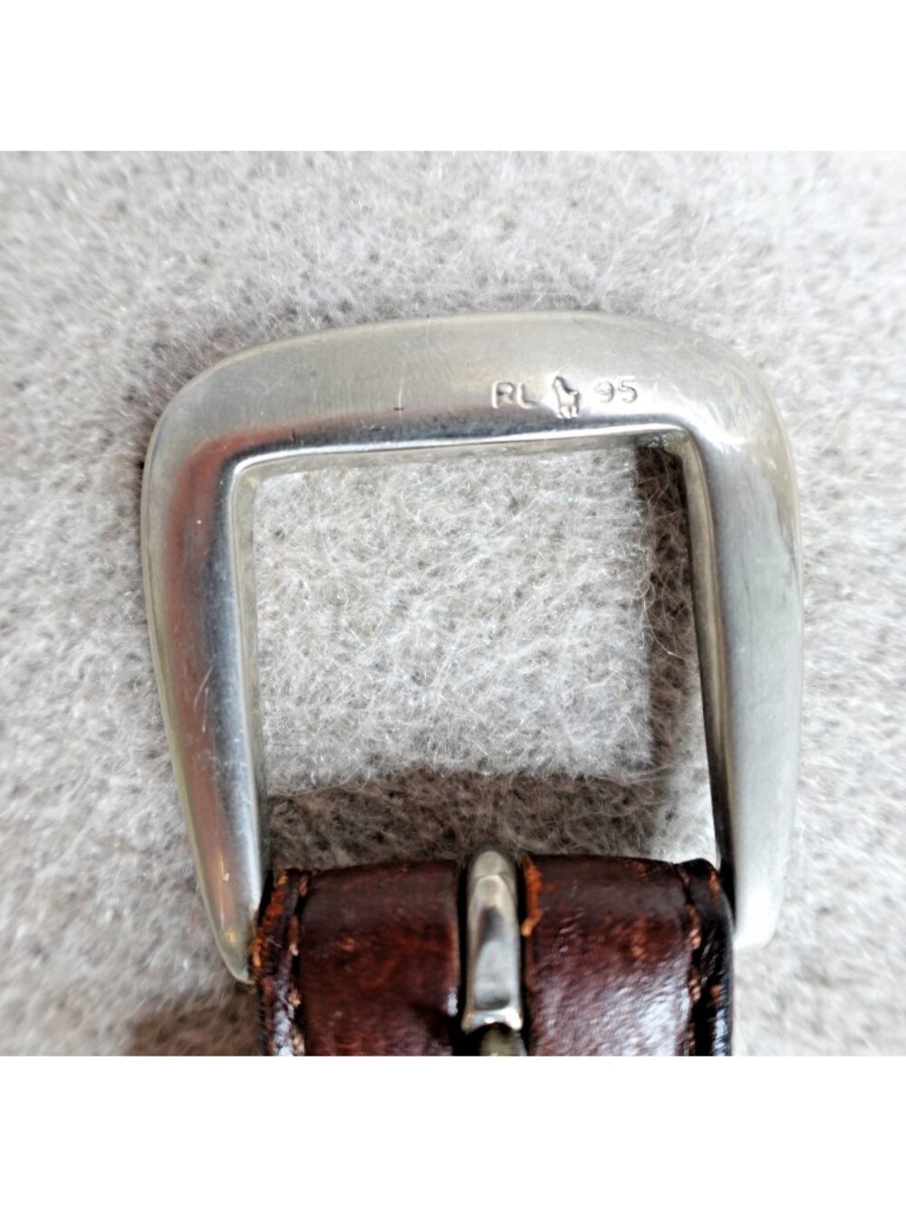 Polo Ralph Lauren Mens Belt 38 Brown Pebbled Dress